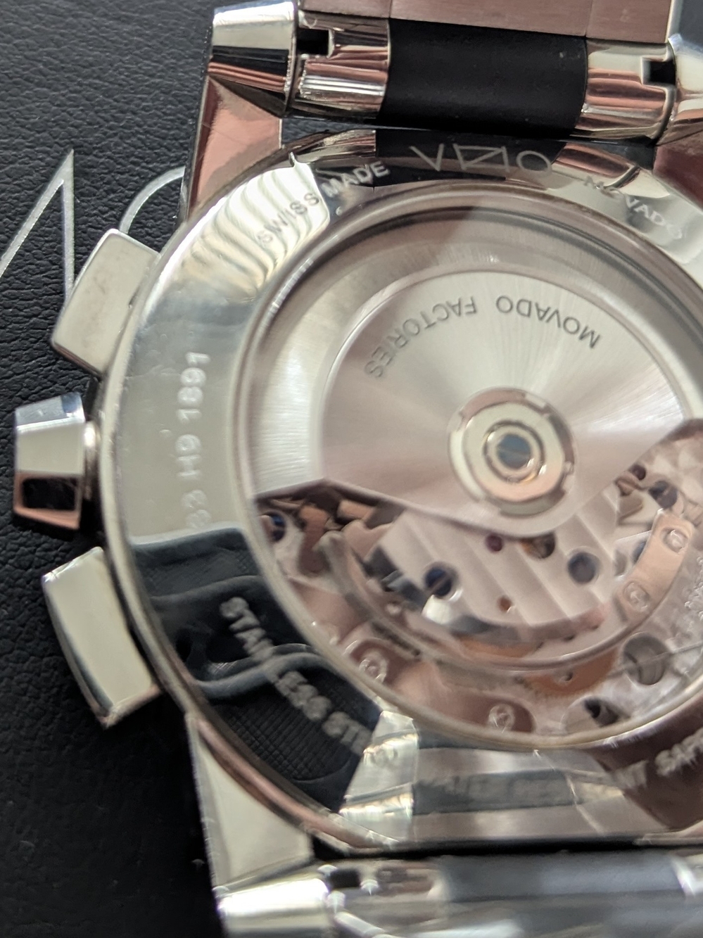 Movado Men's Silver and Black Chronograph Watch RED LABEL VIZIO $4995 - Picture 11 of 16